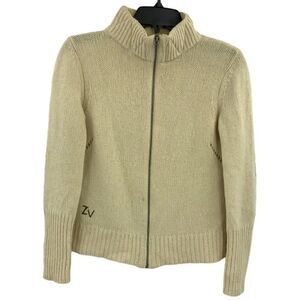 Zadig and Voltaire Embroidered Skull Elbow Full Zip Cardigan Sweater Size 12/14